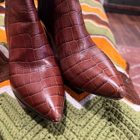 PARIS TEXAS Knee-High Croc-Embossed Leather Boots 37 - Picture 8 of 9